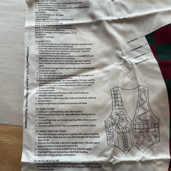 DreamSpinners Christmas Vest to Sew. Size xs-l - Picture 4 of 4